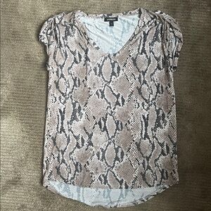 Express Beige and Black Snakeskin Top